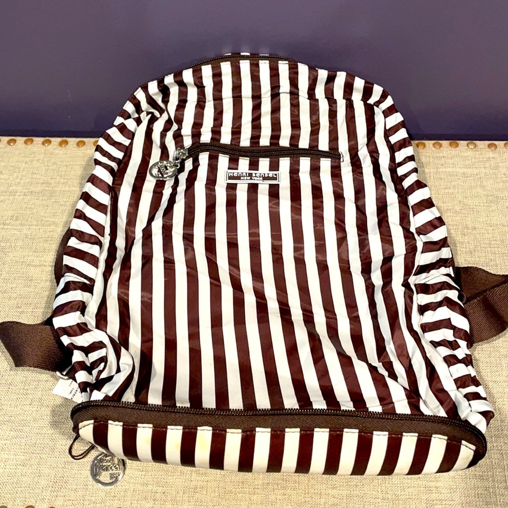 henri bendel Brown and White Striped Backpack